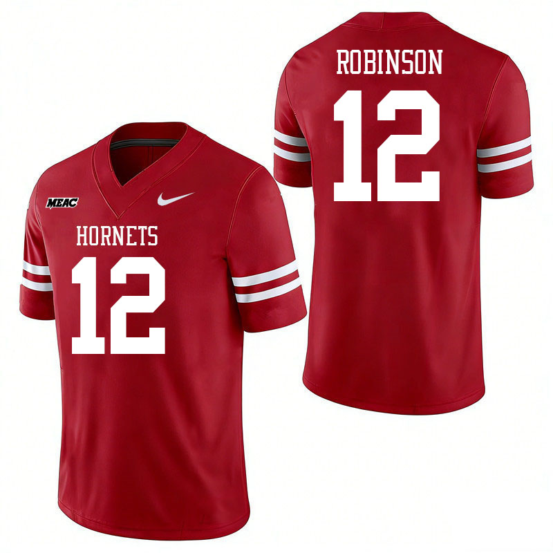 Delaware State Hornets #12 Quincy Robinson College Football Jerseys,Uniforms Stitched-Red